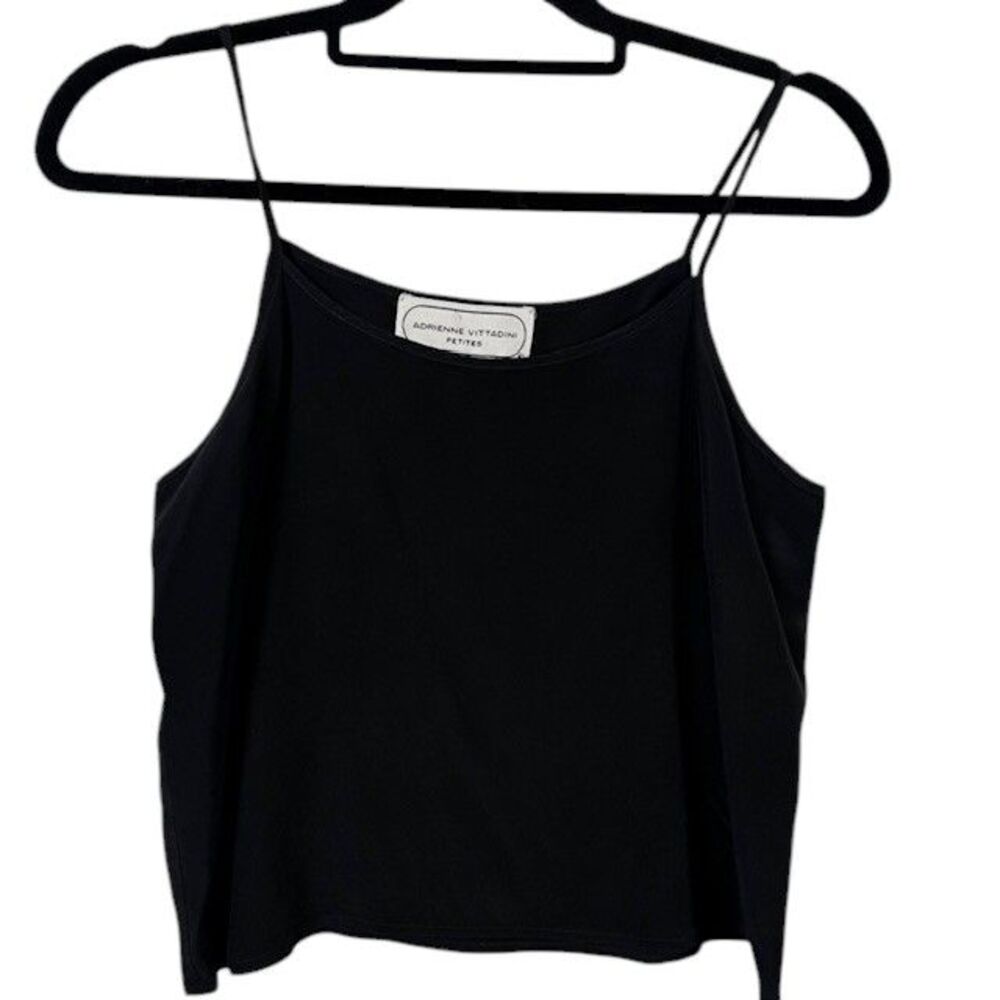 Adrienne‎ Vittadini Silk Black Cami Shell Tank Petite Sleeveless Scoop Neck 10P